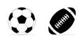 Soccer and american football balls icons. American and soccer balls in icon design. Sport concept. Vector illustration Royalty Free Stock Photo