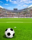 Soccer Arena With Ball on field and Copy Space