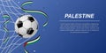 Soccer background with flying ribbons in colors of the flag of Palestine