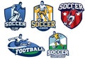 Soccer badge design in set