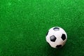 Soccer ball against artificial turf. Studio shot. Copy space. Royalty Free Stock Photo