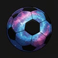 A soccer ball with an AI-generated design, combining traditional black pentagons with Royalty Free Stock Photo