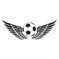 Soccer ball with angel wings vintage engraving drawing style vector Illustration