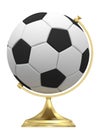 Soccer ball as terrestrial globe on golden stand Royalty Free Stock Photo