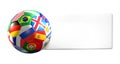 Soccer ball banner 3d rendering