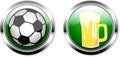 2 buttons,soccer ball and beer, great soccer event this year,soccer or public viewing web mock up,