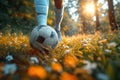 Creative composition capturing the elegance of a footballer\'s footwork during a precision dribble Royalty Free Stock Photo