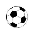 Soccer ball. Black football ball isolated on white background. Flat icon. Simple cartoon clipart. Outline pictogram. Logo soccer Royalty Free Stock Photo