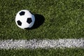 Soccer ball and boundary line Royalty Free Stock Photo
