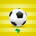 Soccer ball and Brazil map of soccer 2014, illustration Royalty Free Stock Photo