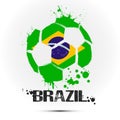 Soccer ball with Brazil national flag colors Royalty Free Stock Photo