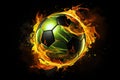 Soccer ball in Brazilian colors. Generative AI Royalty Free Stock Photo