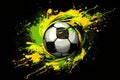 Soccer ball in Brazilian colors. Generative AI Royalty Free Stock Photo