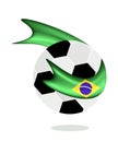 Soccer Ball with Brazilian Flag of 2014 World Cup Royalty Free Stock Photo