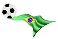 Soccer Ball on Brazilian Flag of 2014 World Cup Royalty Free Stock Photo