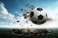 Soccer ball breaking through the ground as a symbol of sport competition Royalty Free Stock Photo