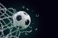 Soccer ball breaking metal net Royalty Free Stock Photo