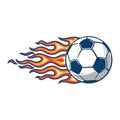 Soccer ball in burning fire flames Royalty Free Stock Photo