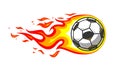 Soccer ball in burning fire flames Royalty Free Stock Photo