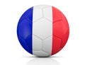 Soccer Ball, Classic soccer ball painted with the colors of the flag of France and apparent leather texture in studio, 3D illustra Royalty Free Stock Photo
