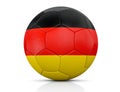 Soccer Ball, Classic soccer ball painted with the colors of the flag of Germany and apparent leather texture in studio, 3D illustr