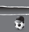 Soccer ball coach on a gray ripped banner