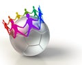 Soccer ball with colorful people team chain