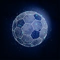 Soccer ball consisting of 3D triangles, lines, points and links. Vector illustration of EPS 10. Royalty Free Stock Photo