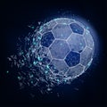 Soccer ball consisting of 3D triangles, lines, points and links. Vector illustration of EPS 10. Royalty Free Stock Photo
