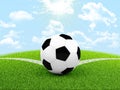 Soccer ball in the corner of field Royalty Free Stock Photo