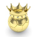Soccer ball with crown. 3D rendering.