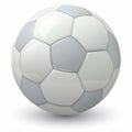 Soccer ball 3D icon, white gray shiny football sphere