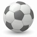 Soccer ball 3D icon, white gray shiny football sphere