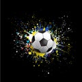 Soccer ball dash on colorful & grunge texture isolate on black background, vector & illustration Royalty Free Stock Photo