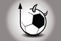 Soccer ball with devils horn and tail. Vector Illustration