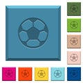 Soccer ball engraved icons on edged square buttons