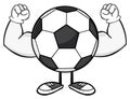 Soccer Ball Faceless Cartoon Mascot Character Flexing