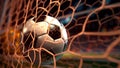 The soccer ball finds the back of the net with lightning speed, Generative AI Royalty Free Stock Photo