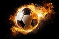 Soccer Ball in Fire on Black