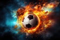 Soccer ball in fire. Burning ball. Generative AI