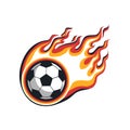 Soccer ball on fire, flame Royalty Free Stock Photo