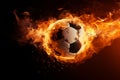 Soccer ball fire flame. Generate Ai Royalty Free Stock Photo