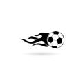 Soccer ball in fire flame icon isolated on white background Royalty Free Stock Photo