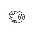 Soccer ball with fire flame line icon Royalty Free Stock Photo