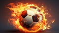 Soccer ball in fire flames Royalty Free Stock Photo