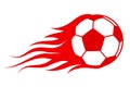 Soccer ball in fire, hot football match icon - vector Royalty Free Stock Photo