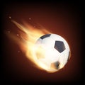 Soccer ball on fire. Isolated on a black background. Stock vector illustration. Royalty Free Stock Photo