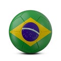 Soccer ball with flag of Brazil isolated with clipping path on white background, 3d rendering Royalty Free Stock Photo