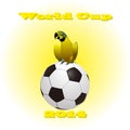 Soccer ball and flag of Brazil 2014