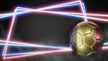 Soccer ball in flag colors on abstract neon background. Belgium Royalty Free Stock Photo